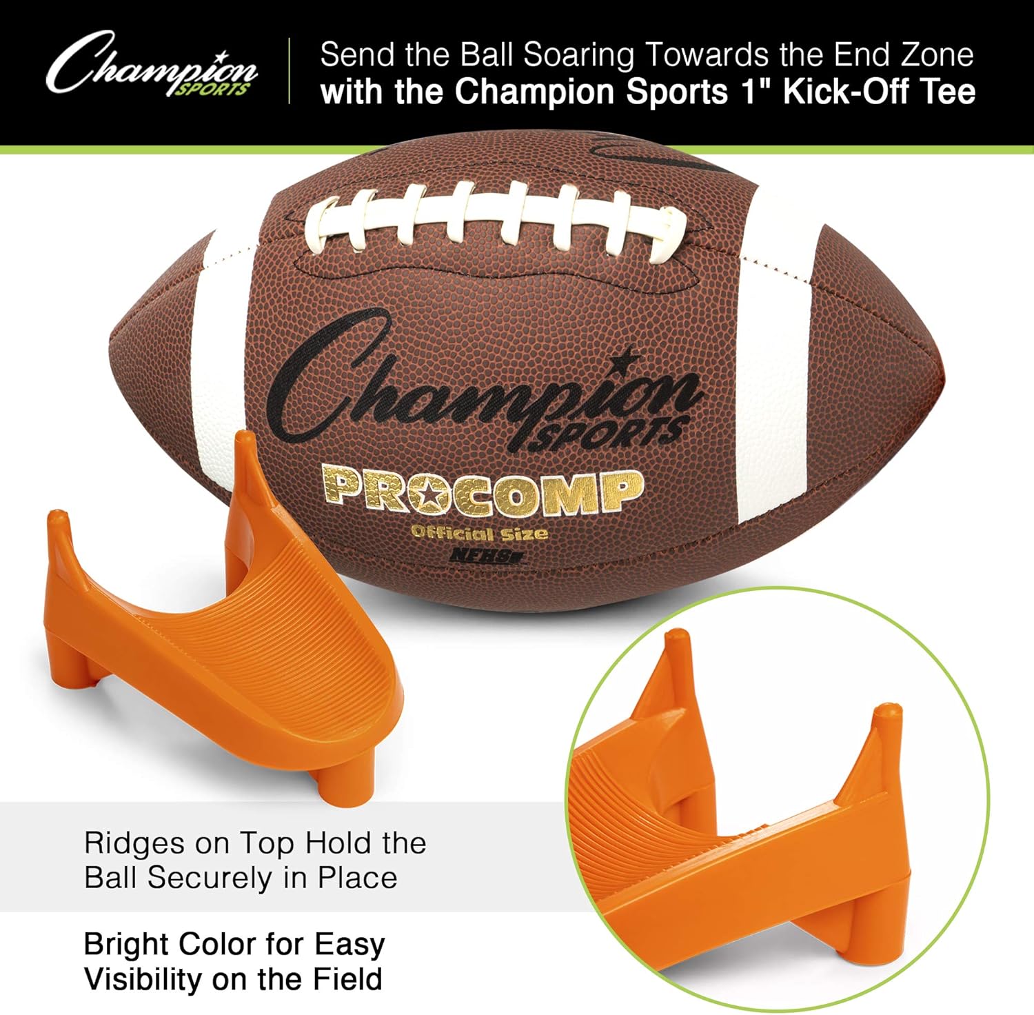 Champion Sports Hevy Duty Football Kickoff Kicking Tee - High Visibility Orange - 1" - Image 4