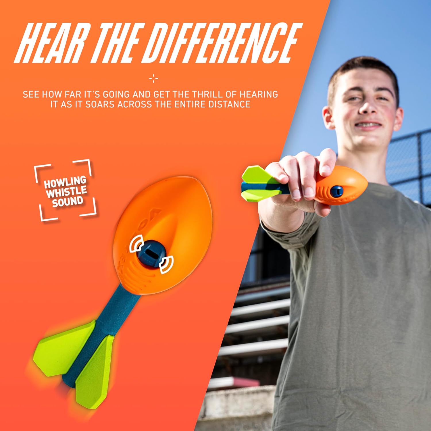 NERF Vortex Mini Aero Howler Foam Football - NERF Soft Mini Vortex Football for Long-Distance Throws - Perfect for Pool + Beach Ball - Kids Aero Howler Whistle Foam Ball - Image 4