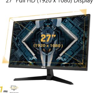 ASUS TUF Gaming 27″ 1080P Monitor – Full HD, 165Hz (Supports 144Hz), 1ms, Extreme Low Motion Blur, FreeSync Premium, Shadow Boost, Eye Care, HDMI, DisplayPort, Tilt Adjustable – VG277Q1A,Black