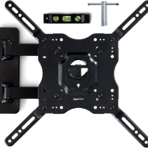 Amazon Basics Full Motion Articulating TV Monitor Wall Mount for 26" to 55" TVs and Flat Panels up to 80 Lbs, Black