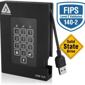 Apricorn 4TB Aegis Fortress FIPS 140-2 Level 2 Validated 256-Bit Encrypted USB 3 External SSD (A25-3PL256-S4000F)