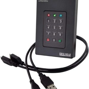 Apricorn 5TB Aegis Fortress L3- FIPS Level 3 Validated USB 3.0 Hardware Encrypted & 2TB Aegis Padlock USB 3.0 256-Bit AES XTS Hardware Encrypted Portable External Hard Drive