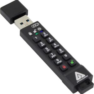 Apricorn Aegis Secure Key 3 NX 128GB 256-Bit Encrypted FIPS 140-2 Level 3 Validated Secure USB 3.0 Flash Drive, ASK3-NX-128GB, black