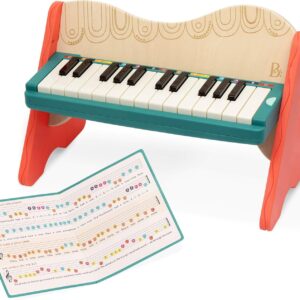 B. toys – Wooden Toy Piano for Toddlers, Kids – Color – Coded Keys with Songbook – Musical Instrument for Early Learning & Creativity – 3+ Years – Mini Maestro