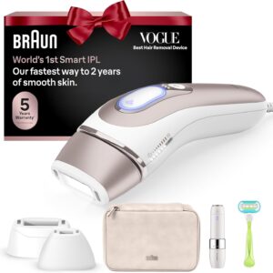 Braun Smart IPL, Vogue’s Best Hair Removal Device, Skin i·Expert Pro 7: at Home Laser Hair Removal, Permanent Visible Hair Reduction, Free App, Venus Razor, 2 Smart Head, Facial Trimmer, IPL7219