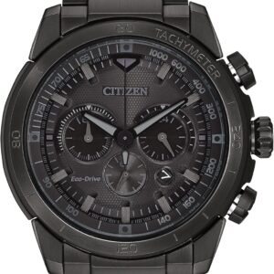 Citizen Men's Eco-Drive Weekender Ecosphere Chronograph Watch in IP Stainless Steel, Black Dial (Model: CA4184-81E)