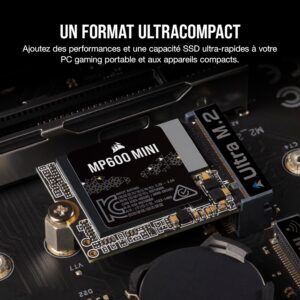 Corsair MP600 MINI 1TB M.2 NVMe PCIe x4 Gen4 2 SSD – M.2 2230 – Up to 7,000MB/sec Sequential Read – High-Density 3D TLC NAND – Great for Steam Deck and Microsoft Surface – Black