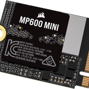 Corsair MP600 MINI 1TB M.2 NVMe PCIe x4 Gen4 2 SSD – M.2 2230 – Up to 7,000MB/sec Sequential Read – High-Density 3D TLC NAND – Great for Steam Deck and Microsoft Surface – Black