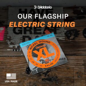 D’Addario Electric Guitar Strings, XL Nickel, EXL110-3D, Regular Light Gauge 10-46, 6-String Set, Pack of 3