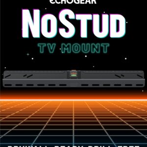 ECHOGEAR No Stud TV Mount for Drywall – Slim No Drill Design Holds TVs Up to 100lbs with Nails – Easy Studless Install with No Drill Needed