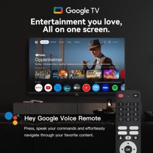 FPD 32-inch Smart TV Google TV HD 720p with Google Play and Google Cast Built-in, HDR 10, Dolby Audio, Voice Remote, Stream Live TV(Palette-Series, CG32-P3, 2024 Model)