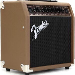 Fender Acoustasonic Guitar Amp for Acoustic Guitar, 15 Watts, with 2-Year Warranty 6 Inch Speaker, Dual Front-Panel inputs, 11.5Hx11.19Wx7.13D Inches, Tan