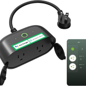 GHome Smart Outdoor Smart Plug, Smart Home Wi-Fi Outlet with 2 Sockets, IP64 Weather Resistance, Compatible with Alexa, Google Home & SmartThings, No Hub Required