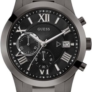 GUESS Men Quartz Watch with Stainless Steel Strap, Gunmetal, 21.5 (Model: U0668G9)
