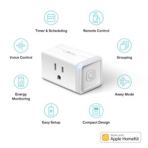 Kasa Smart Plug Mini 15A, Apple HomeKit Supported, Smart Outlet Works with Siri, Alexa & Google Home, UL Certified, App Control, Scheduling, Timer, 2.4G WiFi Only, 2 Count (Pack of 1) (EP25P2), White