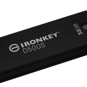 Kingston Ironkey D500S 32GB Encrypted Flash Drive | Dual Hidden Partition | FIPS 140-3 Level 3 | XTS-AES 256-bit | BadUSB and Brute Force Protection | Multi-Pin Option | IKD500S/32GB