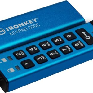 Kingston Ironkey Keypad 200 USB-C 16GB Encrypted Flash Drive | OS Independent | FIPS 140-3 Level 3 | XTS-AES 256-bit | BadUSB and Brute Force Protection | Multi-Pin Option | IKKP200C/16GB