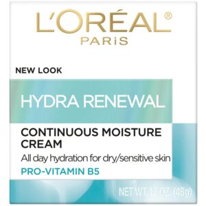 L’Oreal Paris Skincare Hydra-Renewal Face Moisturizer with Pro-Vitamin B5 for Dry Sensitive Skin, All-Day Hydration, 1.7 Oz