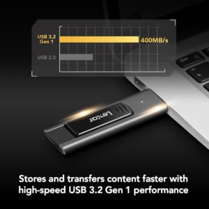 Lexar 64GB JumpDrive M900 USB 3.2 Gen 1 Flash Drive for Storage Expansion and Backup, Up To 300MB/s Read, Metal Design, Titanium (LJDM900064G-BNQNU)