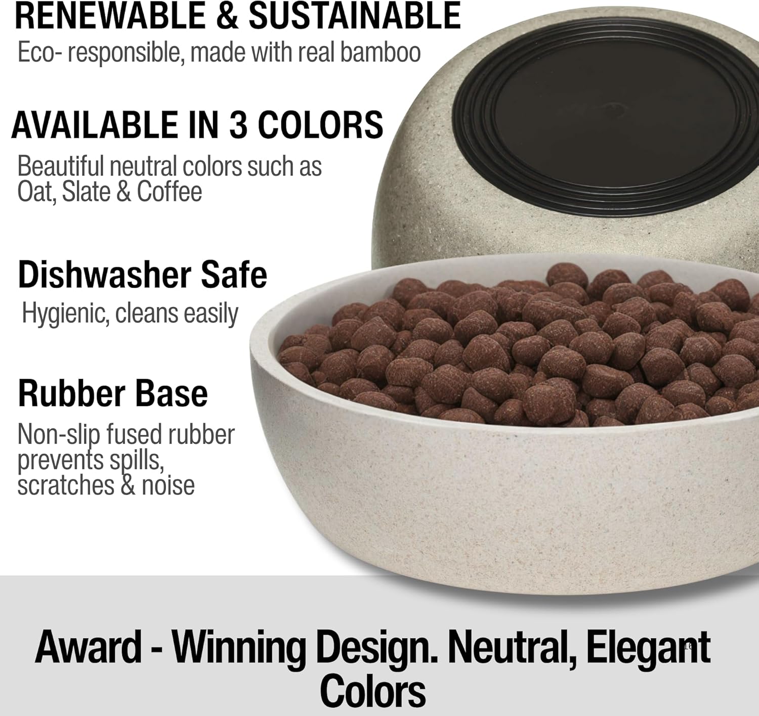 Loving Pets - Dolce Bamboo - Eco-Friendly Pet Bowls & Dishes for Dog, Cats, Puppy Food and Water Bowl -Sustainable and Dishwasher Safe, Made with Real Bamboo (Medium, Oat-Beige) - Image 2