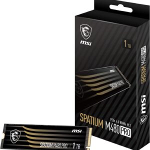 MSI Gaming SPATIUM M480 PRO PCIe 4.0 NVMe M.2 1TB Internal SSD (PCIe Gen4, NVMe 1.4, M.2 2280, Read 7400 MB/S, Write 6000 MB/S, 1TB)