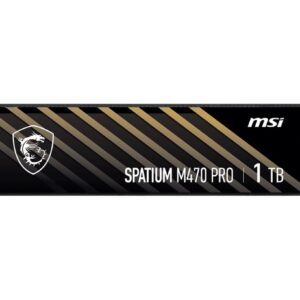 MSI SPATIUM M470 PRO PCIe 4.0 NVMe M.2 1TB Portable SSD, 1TB External Solid State Drive, Speeds Up to 6000MB/s, USB-C, Reliable Storage for Gaming, Students, Professionals, Black