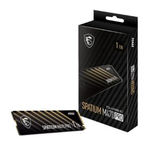 MSI SPATIUM M470 PRO PCIe 4.0 NVMe M.2 1TB Portable SSD, 1TB External Solid State Drive, Speeds Up to 6000MB/s, USB-C, Reliable Storage for Gaming, Students, Professionals, Black