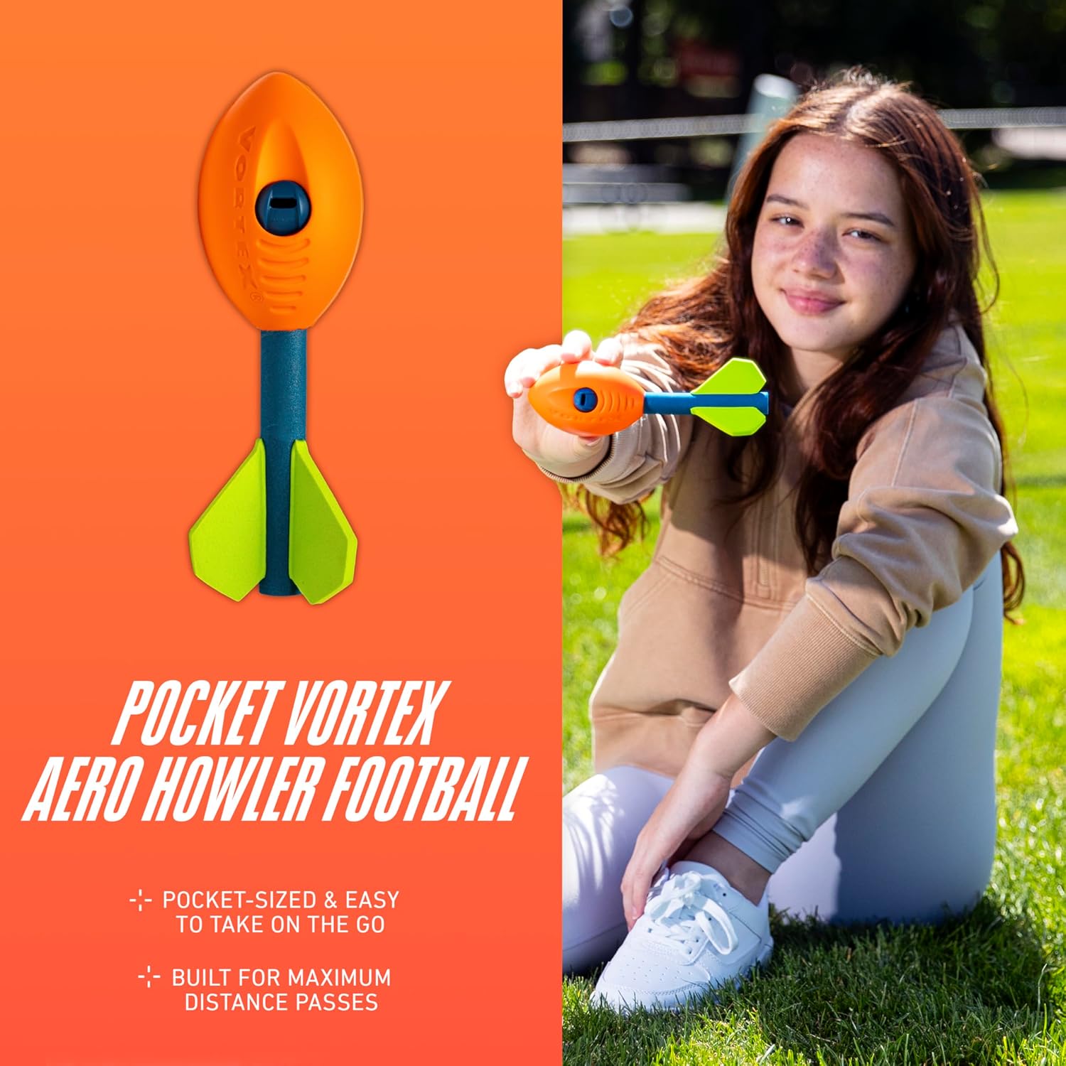NERF Vortex Mini Aero Howler Foam Football - NERF Soft Mini Vortex Football for Long-Distance Throws - Perfect for Pool + Beach Ball - Kids Aero Howler Whistle Foam Ball - Image 2