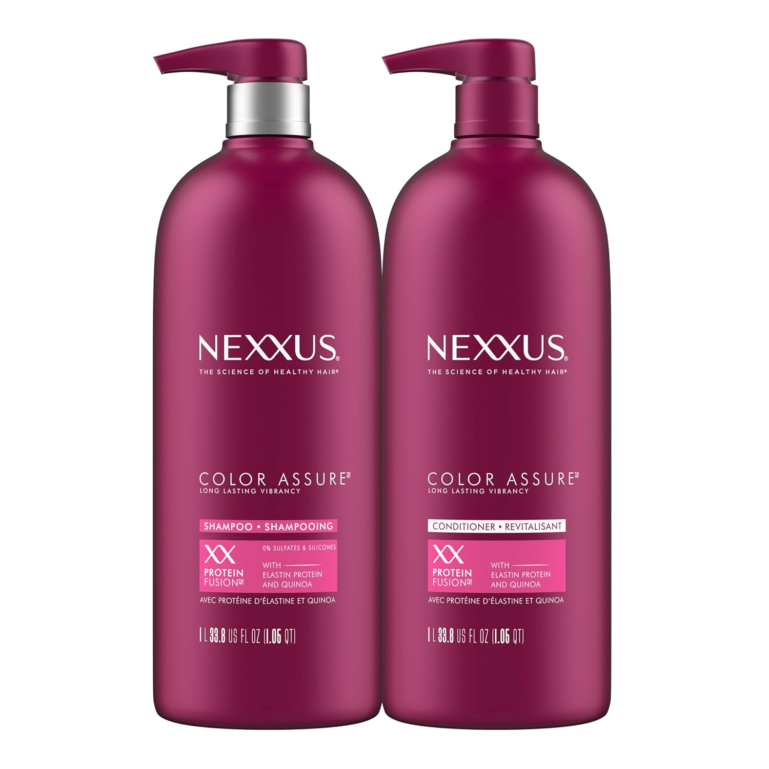 Nexxus Color Assure Shampoo and Conditioner for Color Treated Hair Color Assure Enhance Color Vibrancy for Up to 40 Washes 33.8 oz, 2 Count