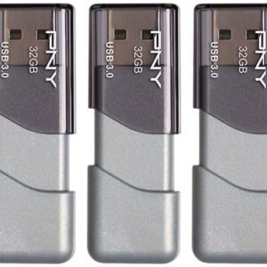 PNY 32GB Turbo Attache 3 USB 3.0 Flash Drive, Grey (Pack of 5)