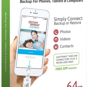 Picture Keeper Connect for iPhone, Android, USB-C, PC & Mac - 64GB USB Backup for Photos, Videos, Contacts, Flash Drive Memory Backup - 64GB, Silver