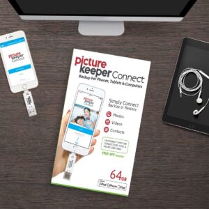 Picture Keeper Connect for iPhone, Android, USB-C, PC & Mac – 64GB USB Backup for Photos, Videos, Contacts, Flash Drive Memory Backup – 64GB, Silver