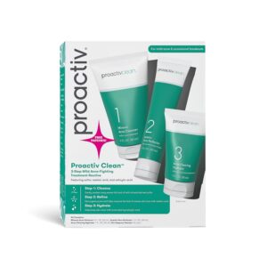 Proactiv Clean 3 Step Acne Routine w/ Pimple Patches- Sulfur Acne Treatment Cleanser, Azelaic Acid Serum, and Facial Moisturizer for Sensitive, Acne-Prone Skin- 30 Day Acne Kit with Pimple Patches