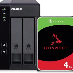 QNAP 2 Bay DAS with 4TB Storage Capacity, USB 3.2 Gen 2 Type-C, Preconfigured RAID 1 Seagate IronWolf HDD Bundle (TR-002-24ST-US)