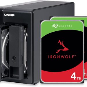 QNAP 2 Bay DAS with 4TB Storage Capacity, USB 3.2 Gen 2 Type-C, Preconfigured RAID 1 Seagate IronWolf HDD Bundle (TR-002-24ST-US)