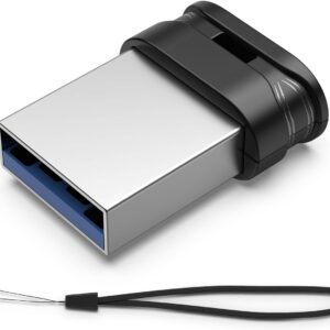 RAOYI USB Stick 128GB USB 3.0 Flash Drive with Lanyard,128G Mini Fit Memory Stick Ultra Slim Thumb Drive Zip Drive for PC Desktop-Black