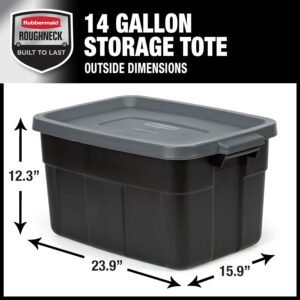 Rubbermaid Heavy Duty Black Storage Bins Plastic Totes with Lids for Storage, Stackable, Large Capacity, Durable, Multipurpose, 14 GAL, 6 Pack (14 GAL – 6 Pack Solid Black and Grey)