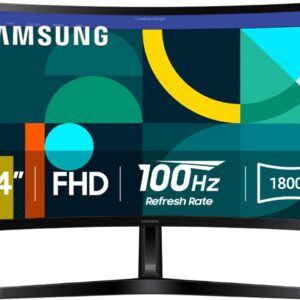SAMSUNG 24" Essential S3 (S36GD) Series FHD 1800R Curved Computer Monitor, 100Hz, Game Mode, Advanced Eye Comfort, HDMI and D-sub Ports, LS24D366GANXZA