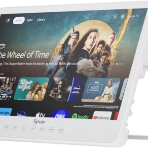 SYLVOX 15.6'' Portable Smart TV 12 Volt Television, 10000mAH Battery Powered IP66 Waterproof Dual Speakers Wireless WiFi 300nits Small Outdoor TVs, for RV Camping Pool Bathroom Kitchen Bedroom