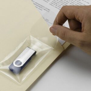 Smead Self-Adhesive Poly USB Flash Drive Pocket, 2″W x 3,5″H, Clear 6 per Pack (68150)