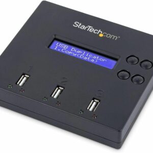 StarTech.com Standalone 1 to 2 USB Flash Drive Duplicator / Cloner / Eraser, Multiple USB Thumb Drive Copier / Sanitizer, System File / Sector-by-Sector Copy, 1.5 GB/min, 3-Pass Erase, LCD, TAA