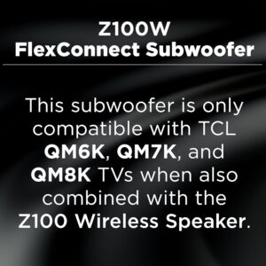 TCL Z100 Wireless Home Theater Subwoofer with Dolby Atmos FlexConnect Technology, 5.25” Woofer, 130W Output Power, Smart Calibration