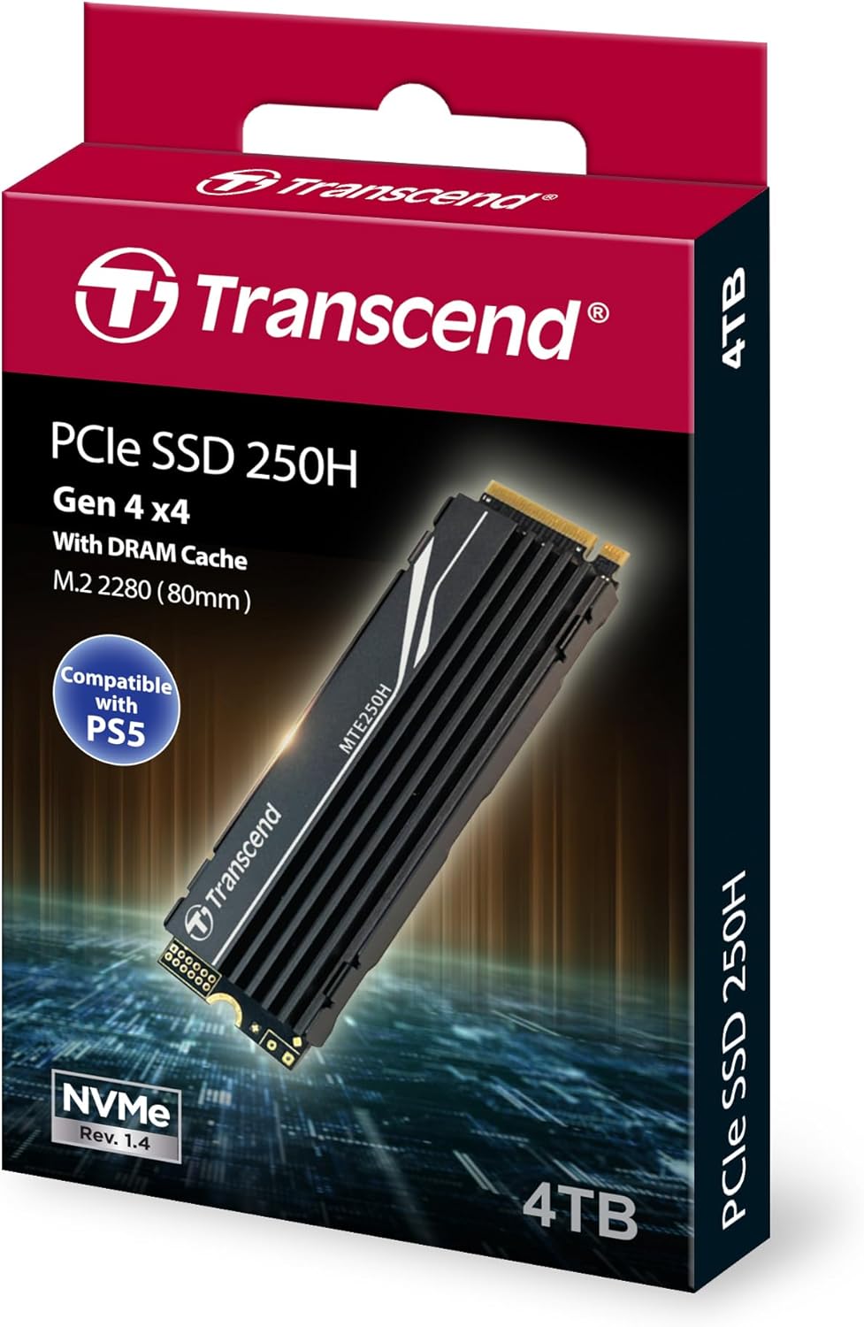 Transcend 4TB M.2 2280 SSD with Aluminum Heatsink, Up to 7,500MB/s for PS5, Desktops, Laptops, PCIe NVMe Gen4x4 Internal SSD, 3D TLC NAND, High-Speed Solid State Drive, for Gaming, Professional Use - Image 2