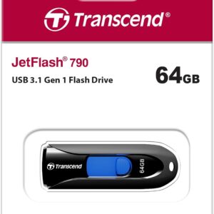 Transcend 64GB JetFlash 790 USB 3.0 Flash Drive (TS64GJF790K), Black