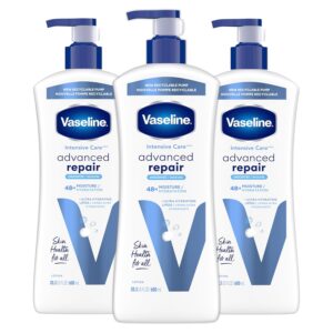 Vaseline Intensive Care Unscented Advanced Repair Body Lotion - Ultra-Hydrating with Lipids for Extremely Dry Skin, 20.3 oz, Pack of 3