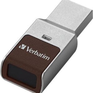 Verbatim 32GB Fingerprint Secure USB 3.0 Flash Drive with AES 256 Hardware Encryption – Silver