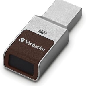 Verbatim 32GB Fingerprint Secure USB 3.0 Flash Drive with AES 256 Hardware Encryption – Silver