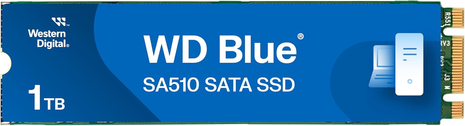 Western Digital 1TB WD Blue SA510 SATA Internal Solid State Drive SSD - SATA III 6 Gb/s, M.2 2280, Up to 560 MB/s - WDS100T3B0B