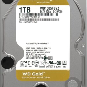 Western Digital 1TB WD Gold Enterprise Class Internal Hard Drive – 7200 RPM Class, SATA 6 Gb/s, 128 MB Cache, 3.5″ – WD1005FBYZ