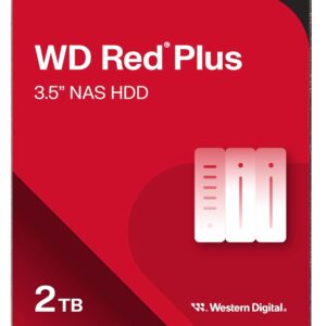Western Digital 2TB WD Red Plus NAS Internal Hard Drive HDD - 5400 RPM, SATA 6 Gb/s, CMR, 64 MB Cache, 3.5" -WD20EFPX